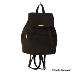 Nine West Black Microfiber Backpack Purse y2k